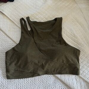 Old Navy Olive Green Padded High-Neck Sports Bra